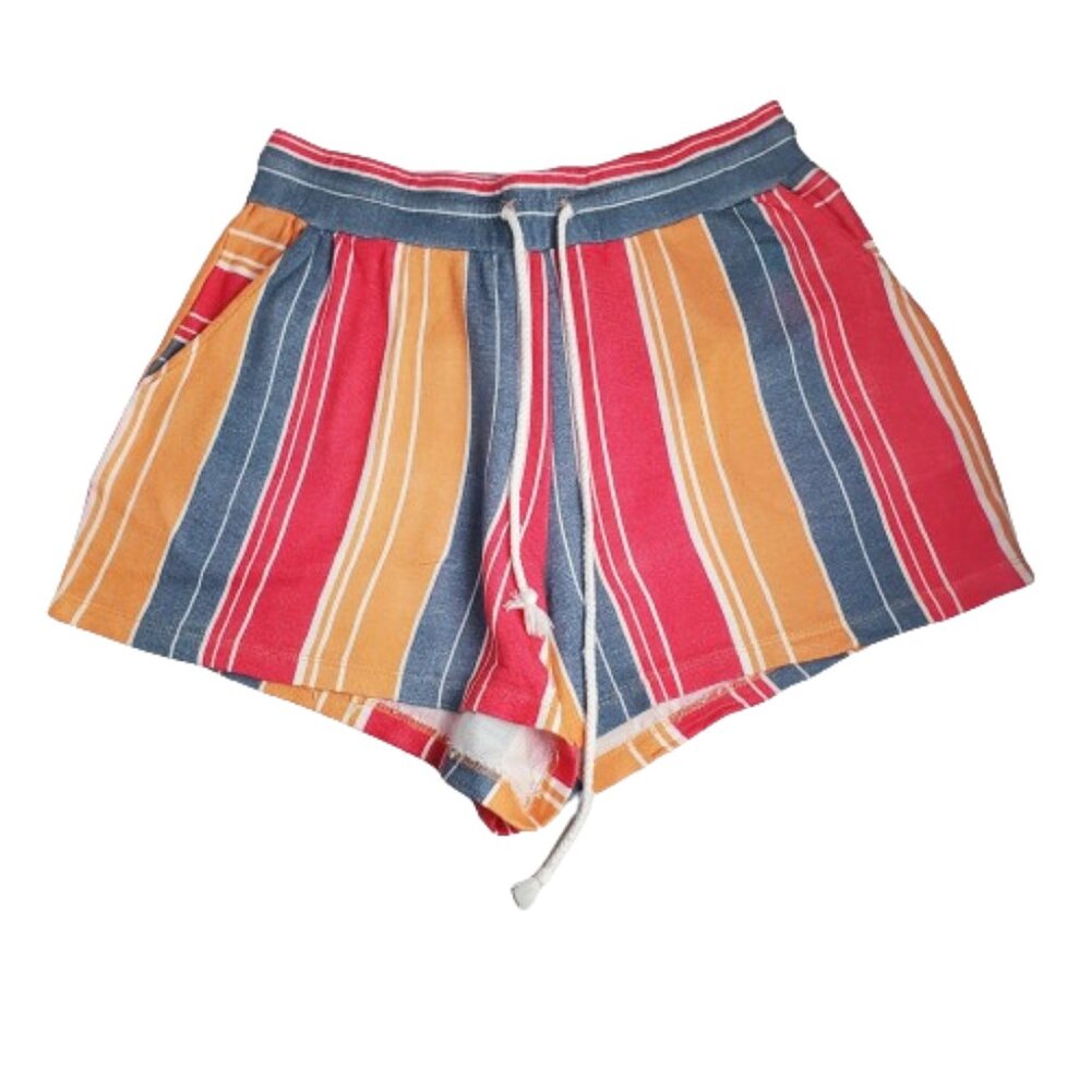 Workshop Republic Women's Lightweight Multicolored Strip Shorts. Small